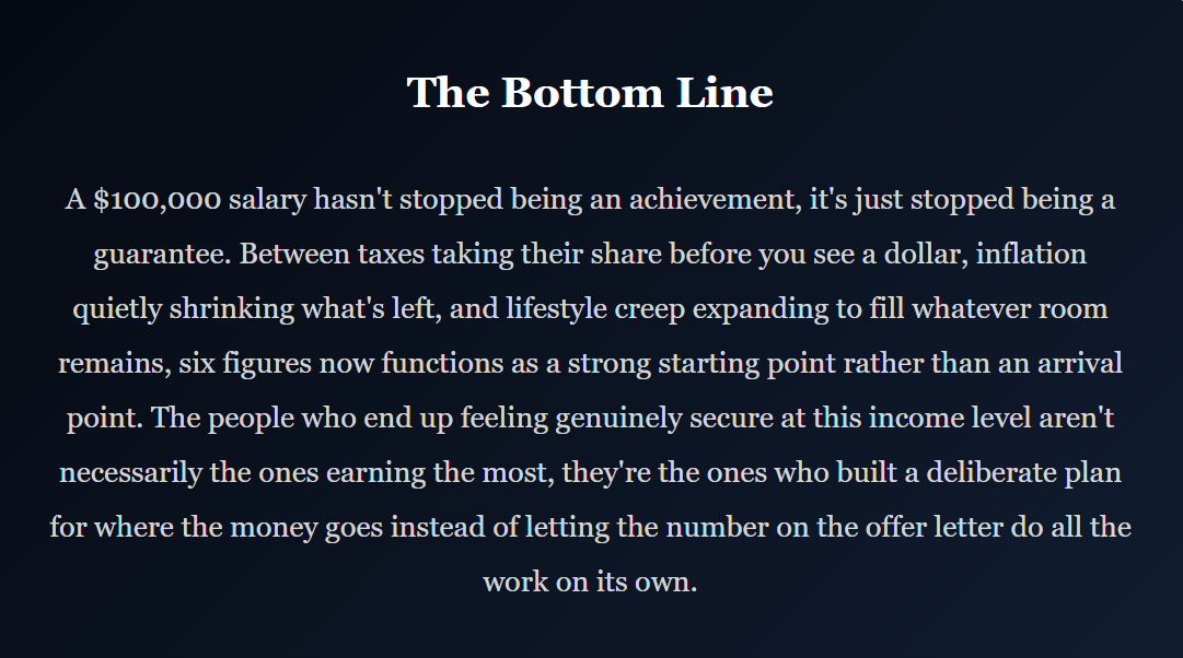 Why $100,000 a Year Doesn't Feel Like "Making It" Anymore
