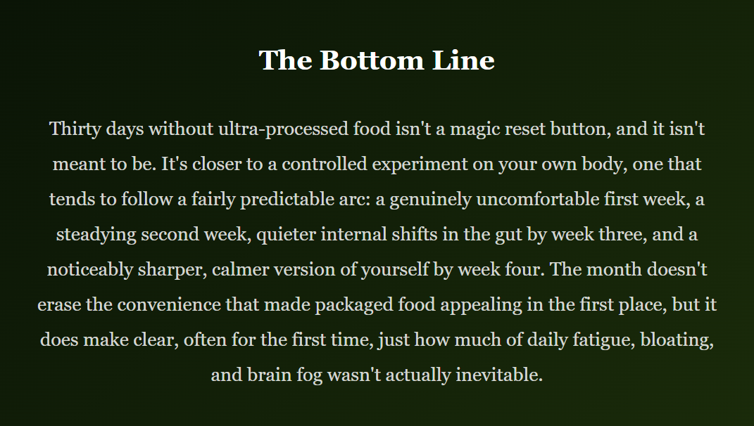 The 30-Day Timeline of What Happens When You Cut Out Ultra-Processed Food