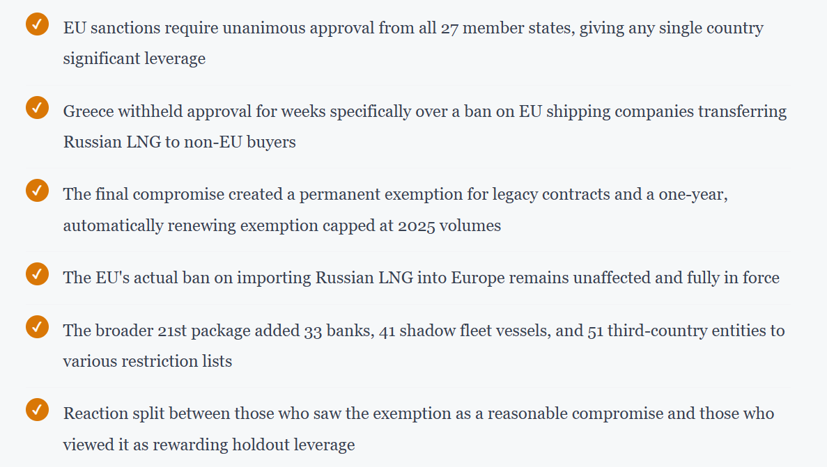 One Country, One Veto, One Exemption: How Greece Reshaped the EU's 21st Round of Russia Sanctions