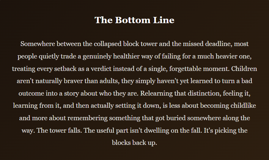 What a "Toppled "Tower of Blocks Can Teach Us About Failing Better