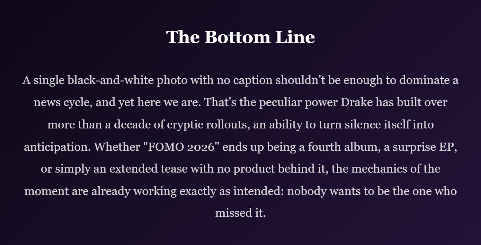 Inside Drake's "FOMO 2026" Mystery: Every Clue, Decoded