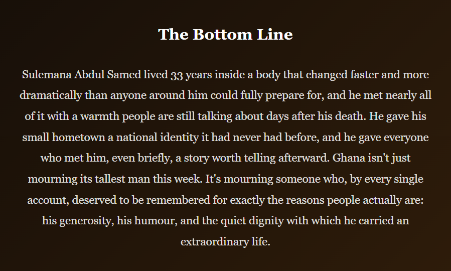 The Man They Called "Let's Go": Remembering Sulemana Abdul Samed, Ghana's Tallest Man