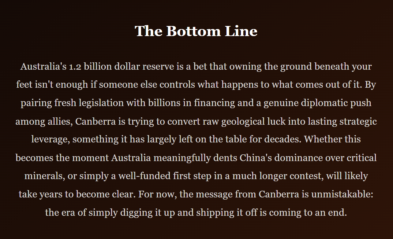 Inside Australia's Plan to Stockpile the Minerals China Doesn't Want It To Control