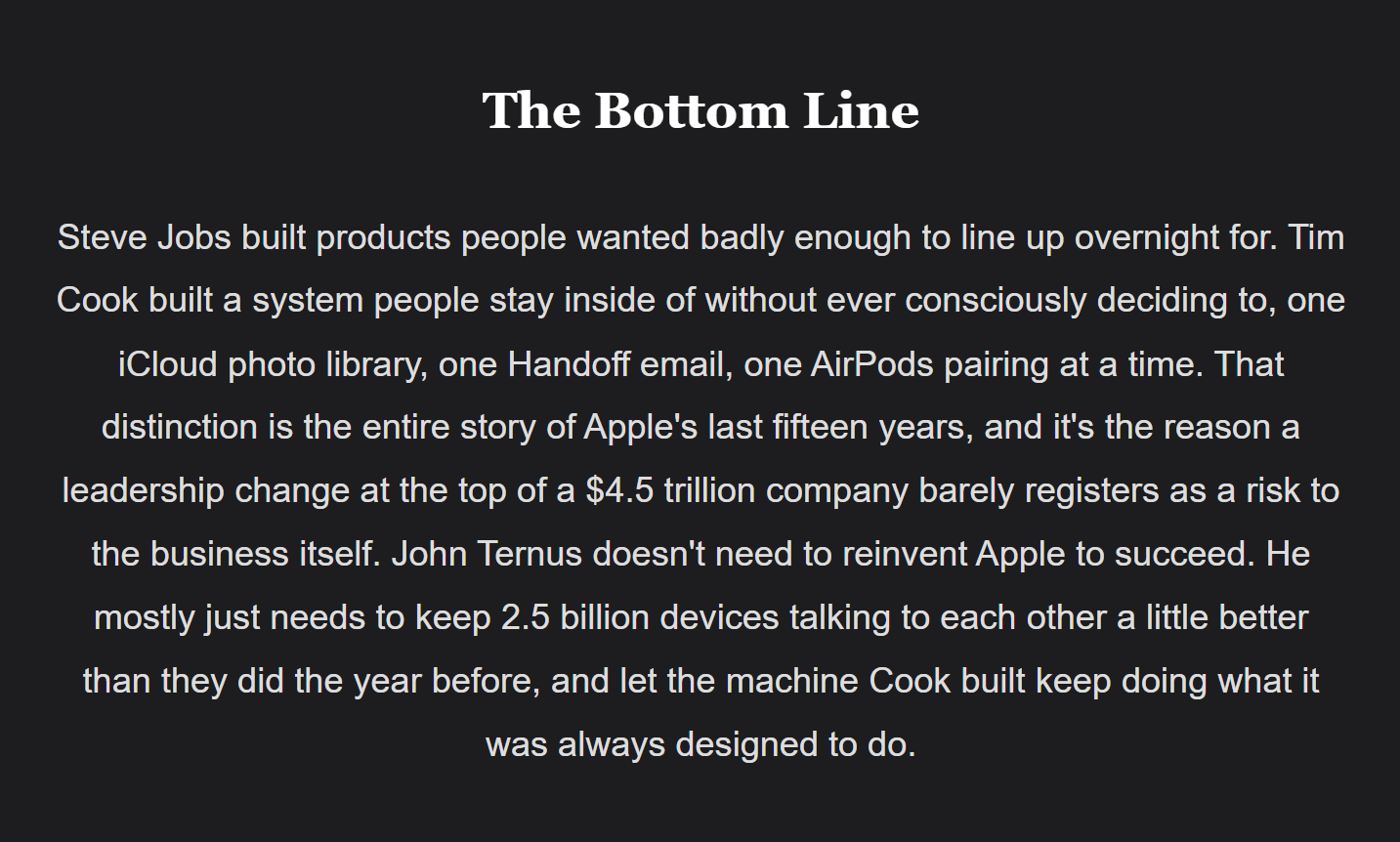 The Ecosystem Tim Cook Built Is So Effective That Even His Own Exit Won't Slow It Down