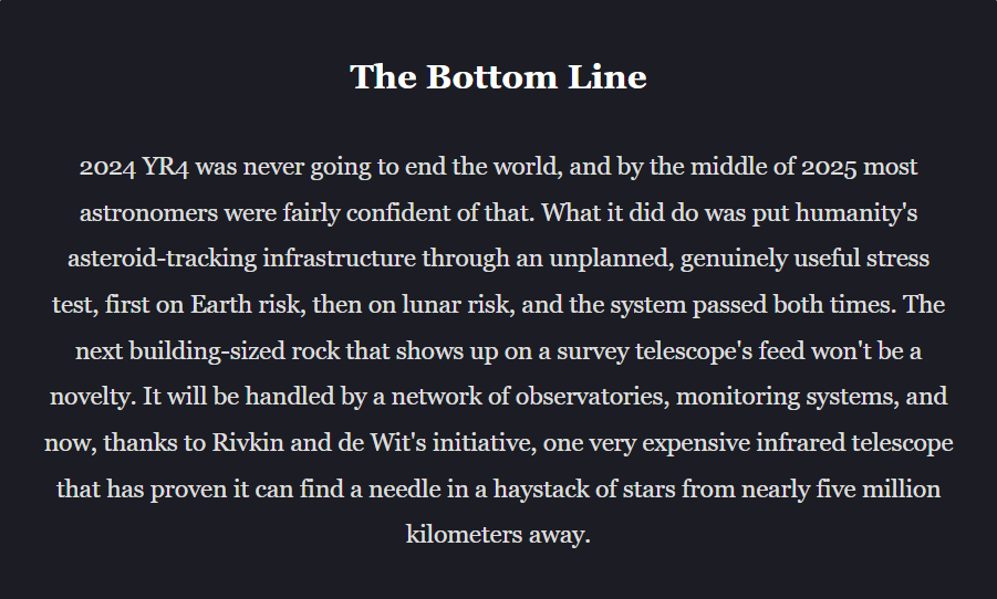The Asteroid That Kept Failing to Miss the Headlines: Inside the Two-Year Hunt to Clear 2024 YR4