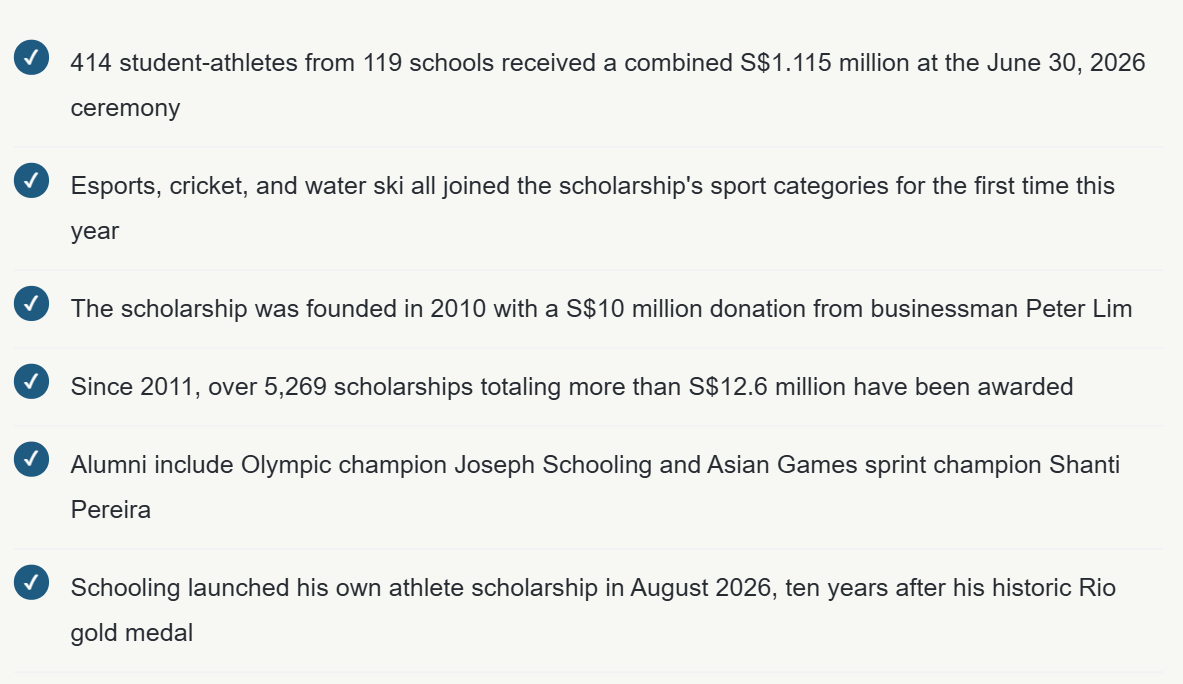 Inside the Scholarship That Turned a Billionaire's Childhood Struggle Into Singapore's Largest Youth Sports Fund