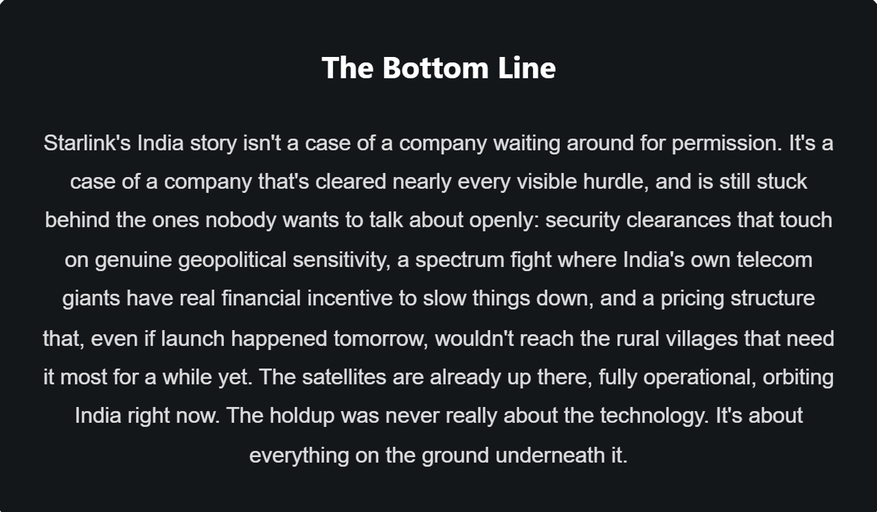 The Strange Case of Starlink in India: Every Green Light, and Still No Launch